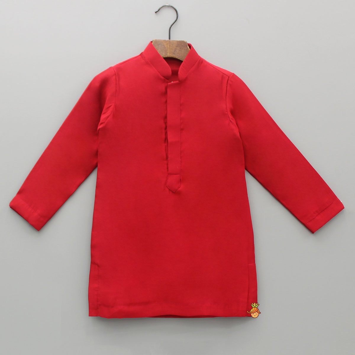 Red Kurta With Front Open Embroidered Jacket And Churidar