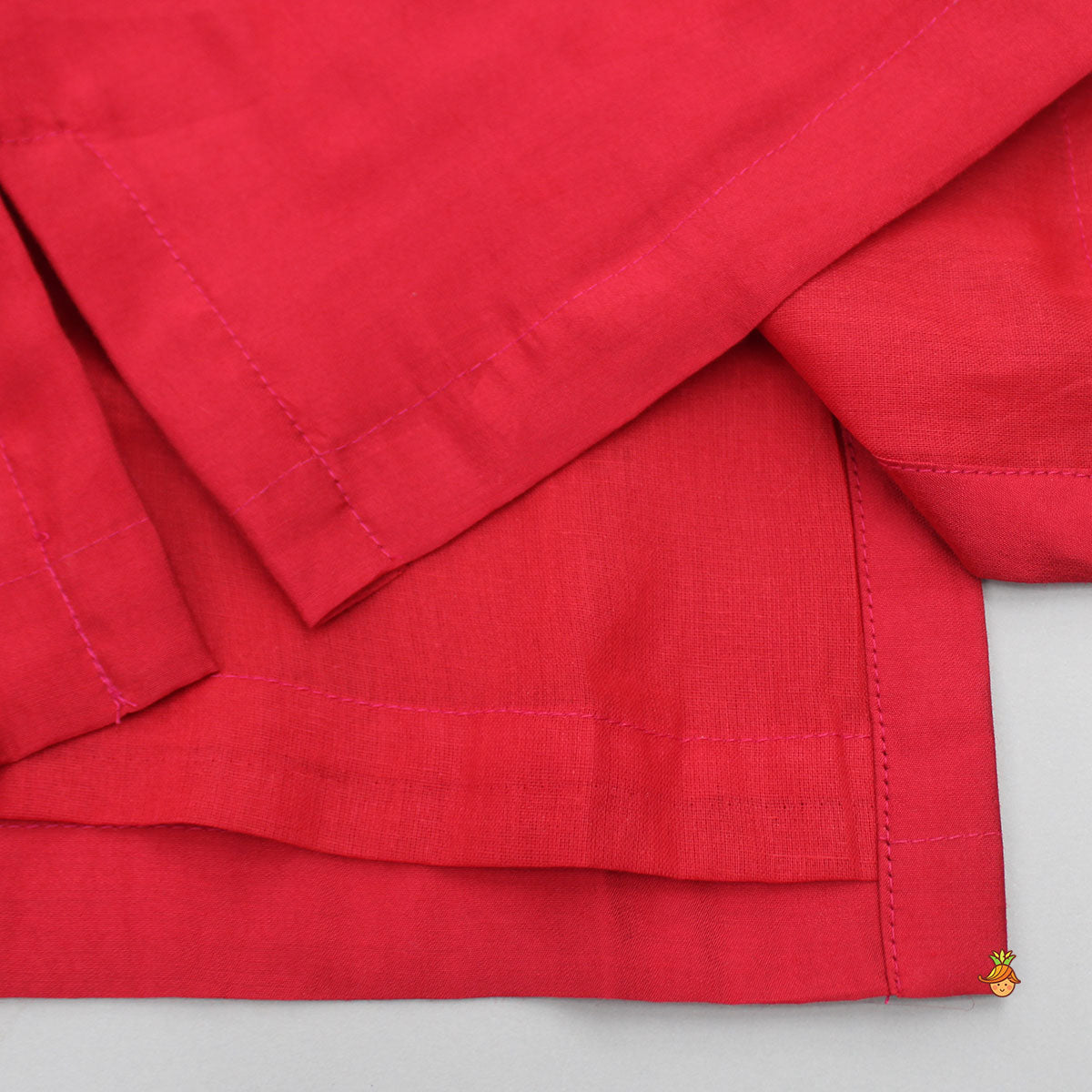 Red Kurta With Front Open Embroidered Jacket And Churidar