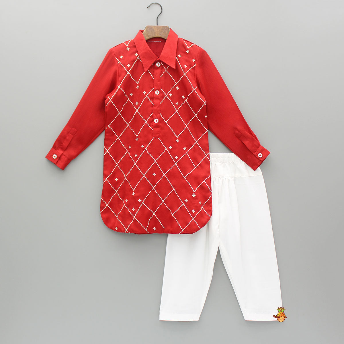 Embroidered Stylish Red Kurta With Salwar