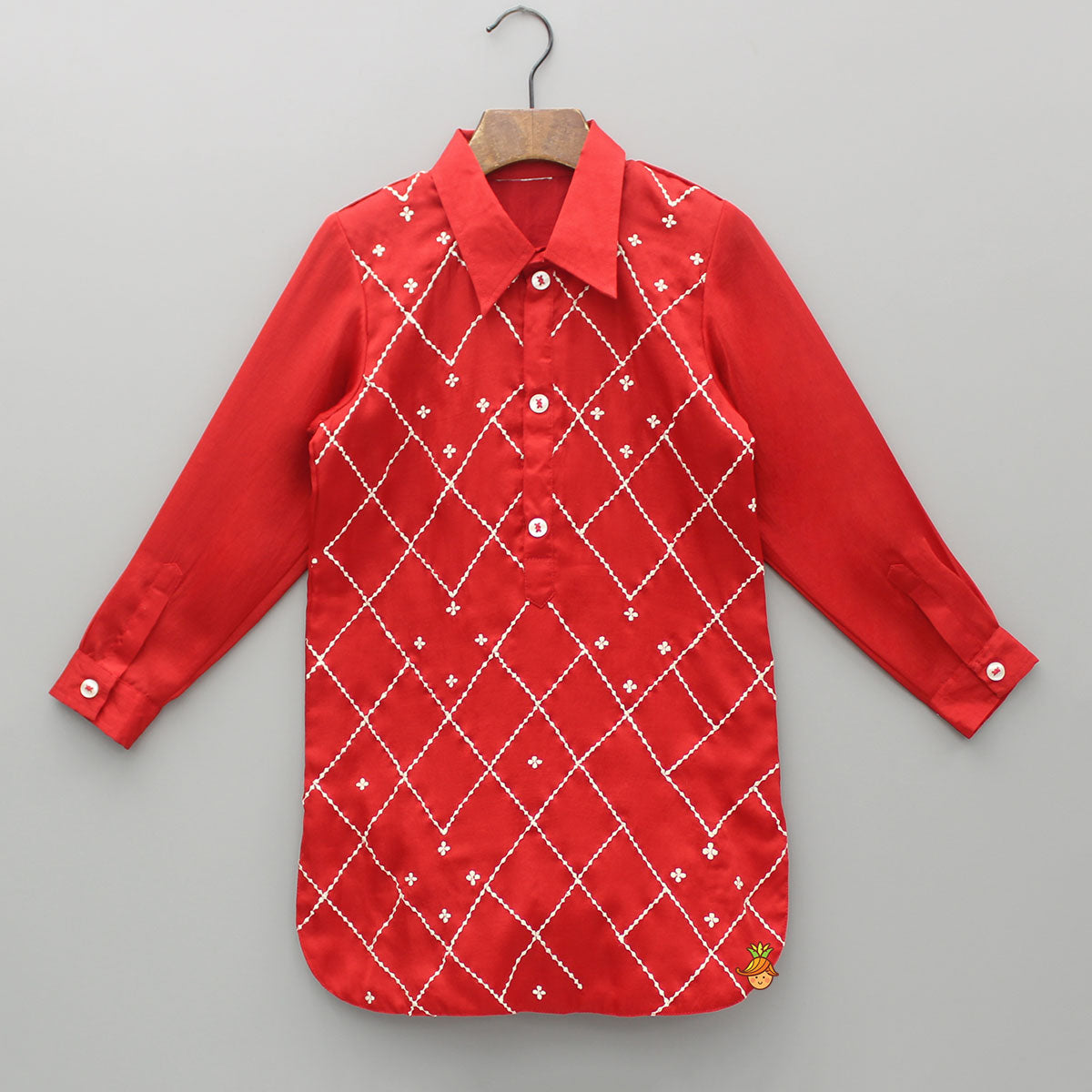 Embroidered Stylish Red Kurta With Salwar