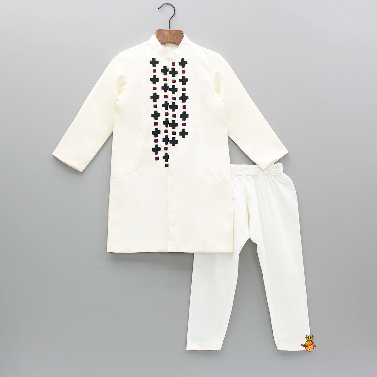 Off White Embroidered Sherwani With Pyjama