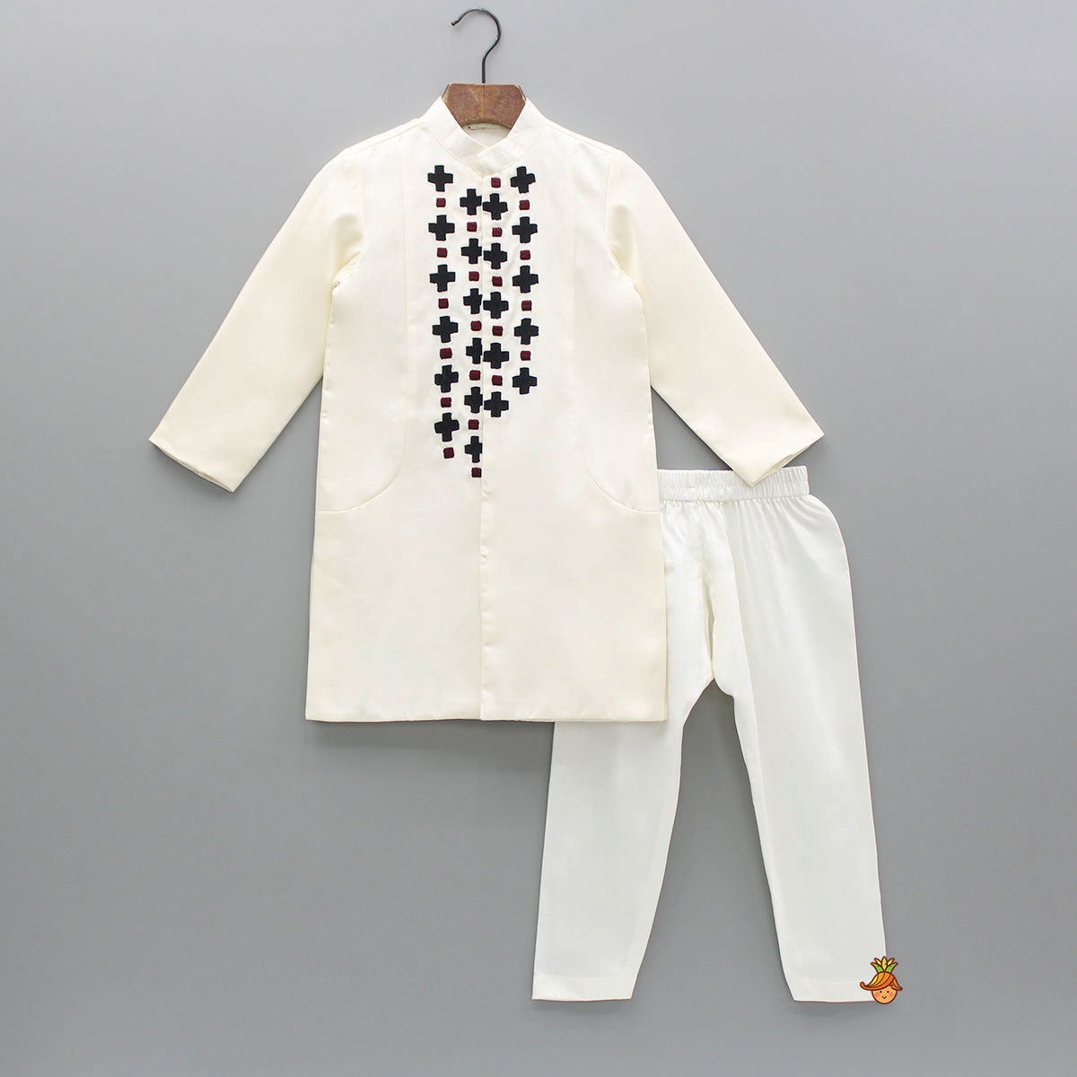 Off White Embroidered Sherwani With Pyjama