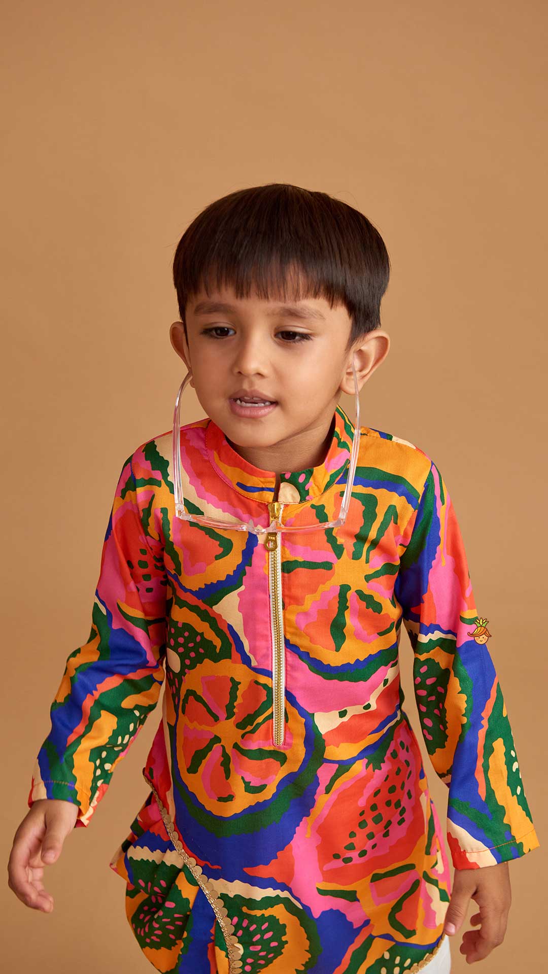 Pleated Stylish Hem Multicolour Kurta And Pyjama