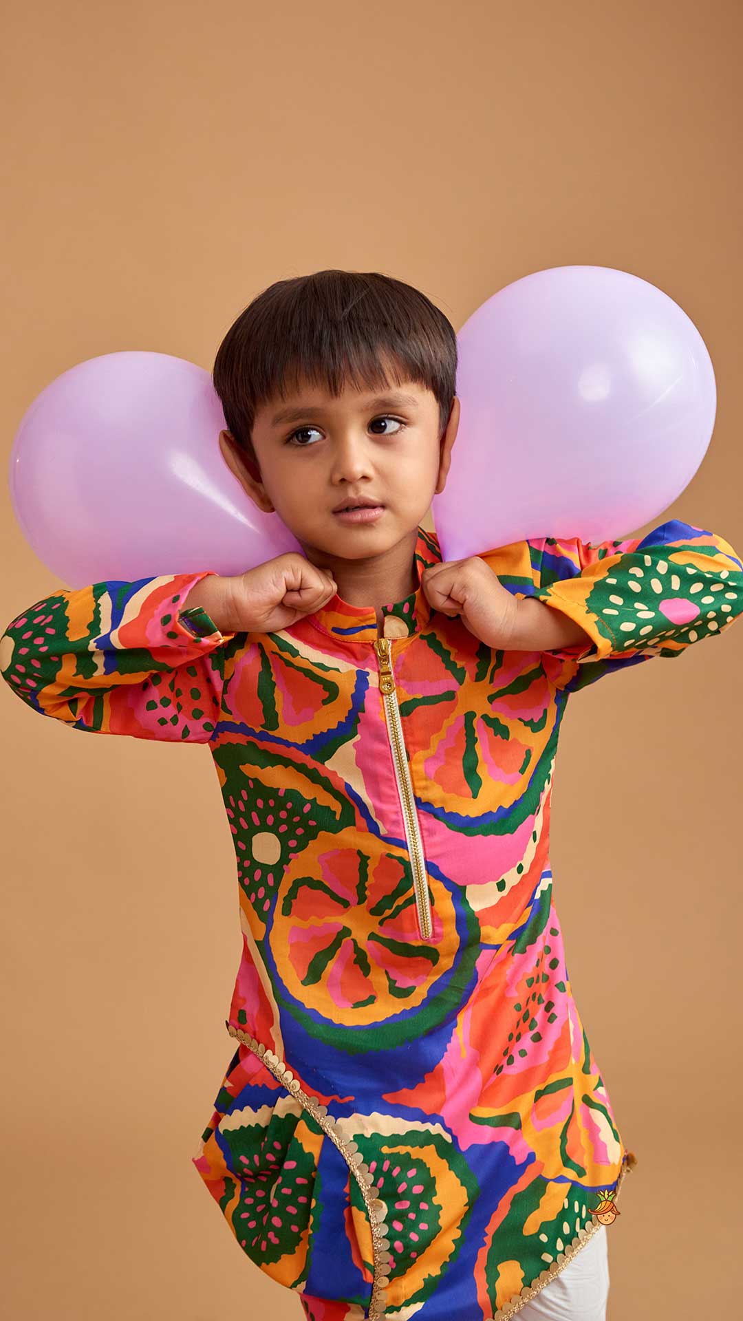 Pleated Stylish Hem Multicolour Kurta And Pyjama