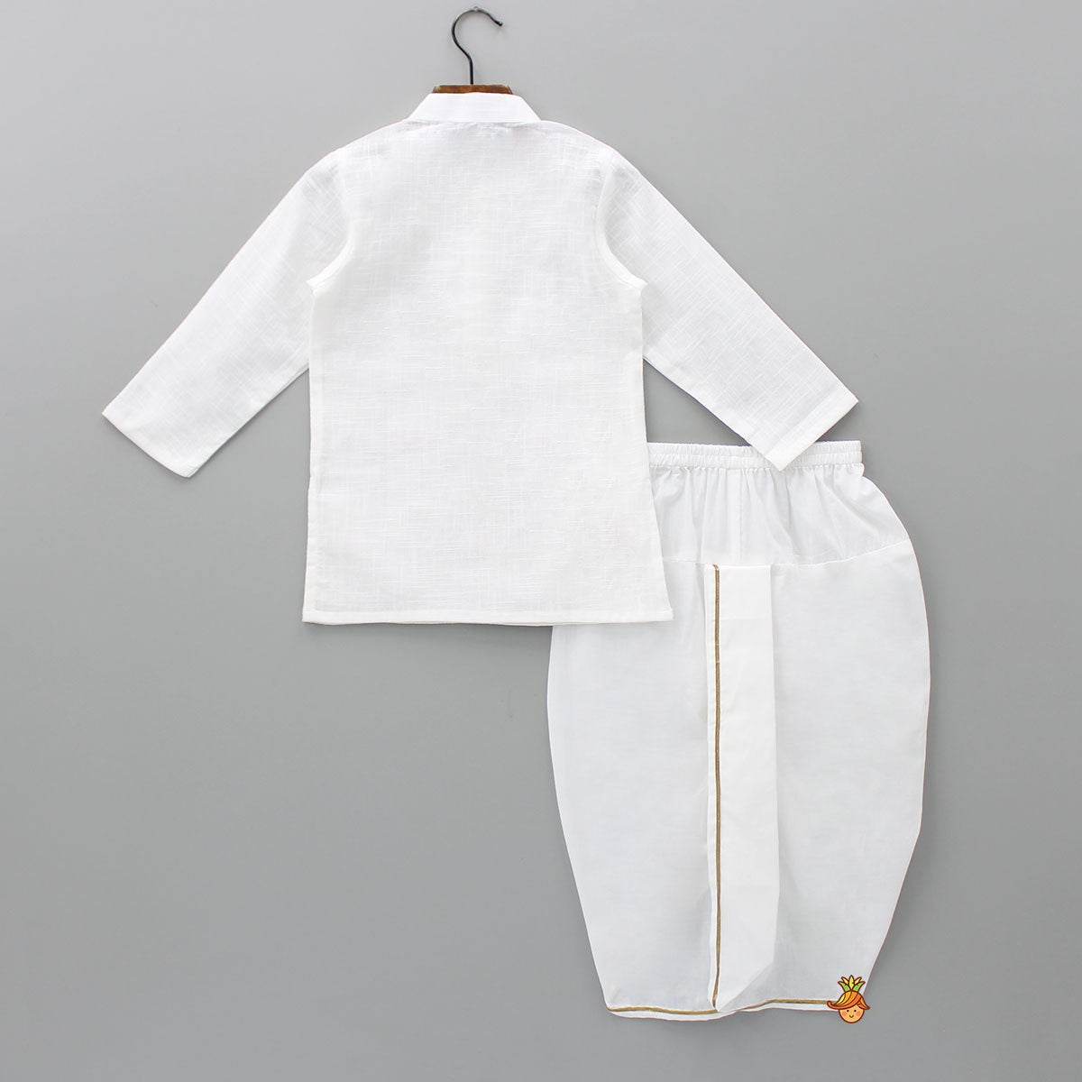 Lotus Patch Embroidered Kurta And Dhoti