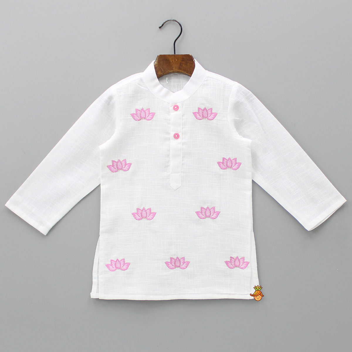 Lotus Patch Embroidered Kurta And Dhoti