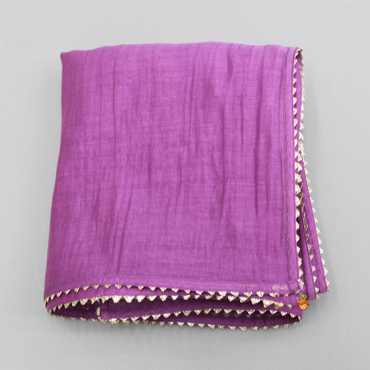 Chanderi Embroidered Purple Kurti And Salwar With Gota Lace Work Dupatta