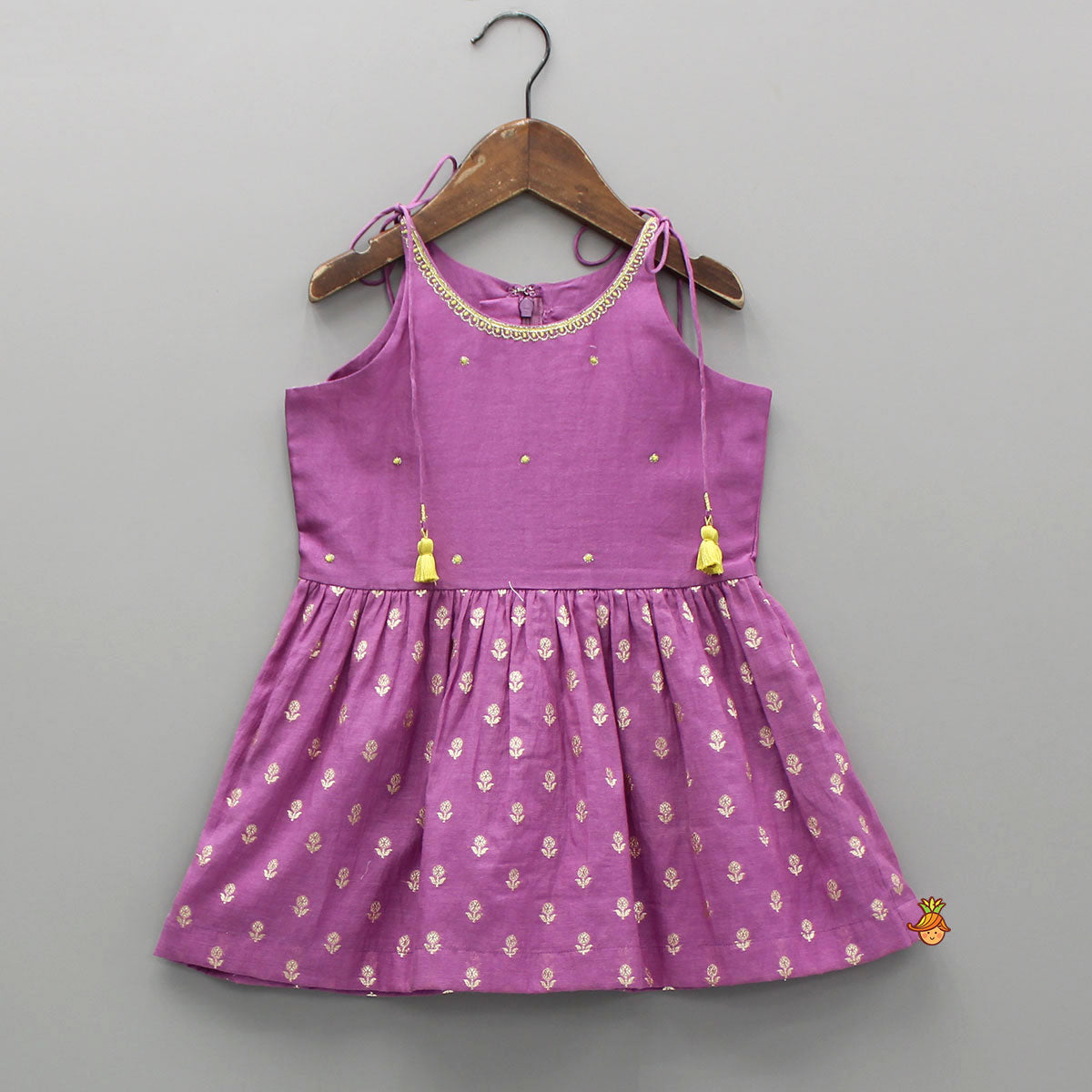 Embroidered Purple Strappy Kurti And Sharara With Dupatta