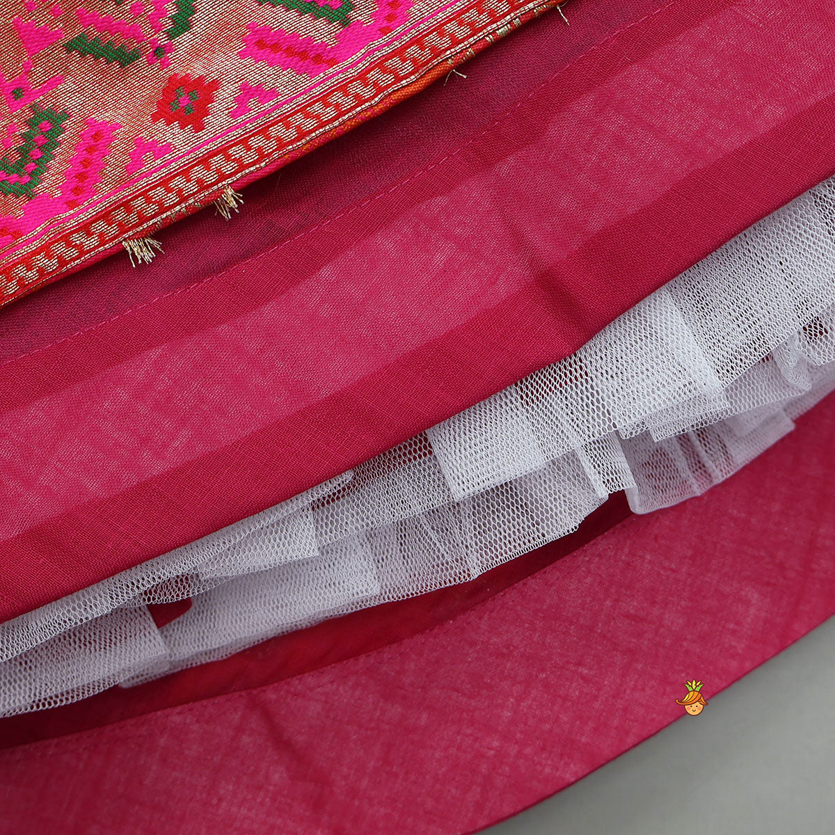 Dual Tone Brocade Embroidered Top And Lehenga