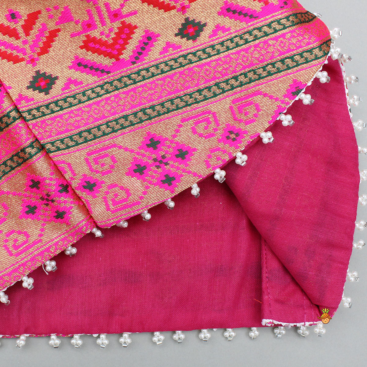 Dual Tone Brocade Embroidered Top And Lehenga
