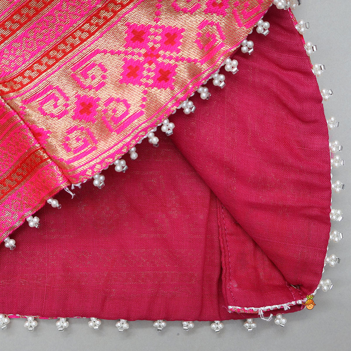 Dual Tone Brocade Embroidered Top And Lehenga