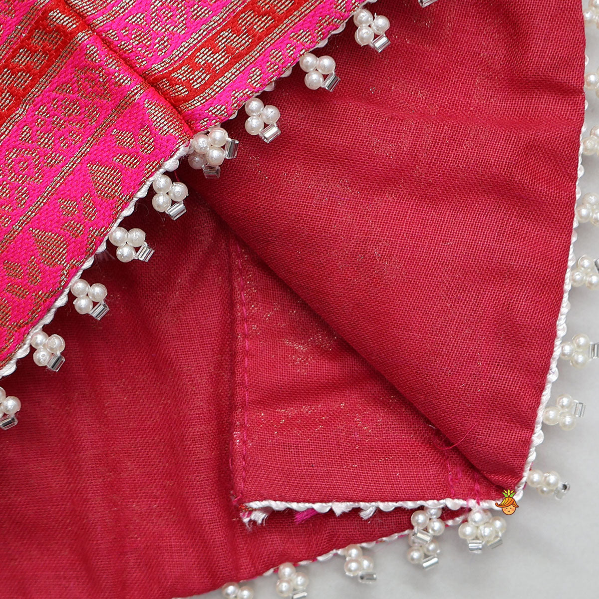 Dual Tone Brocade Embroidered Top And Lehenga