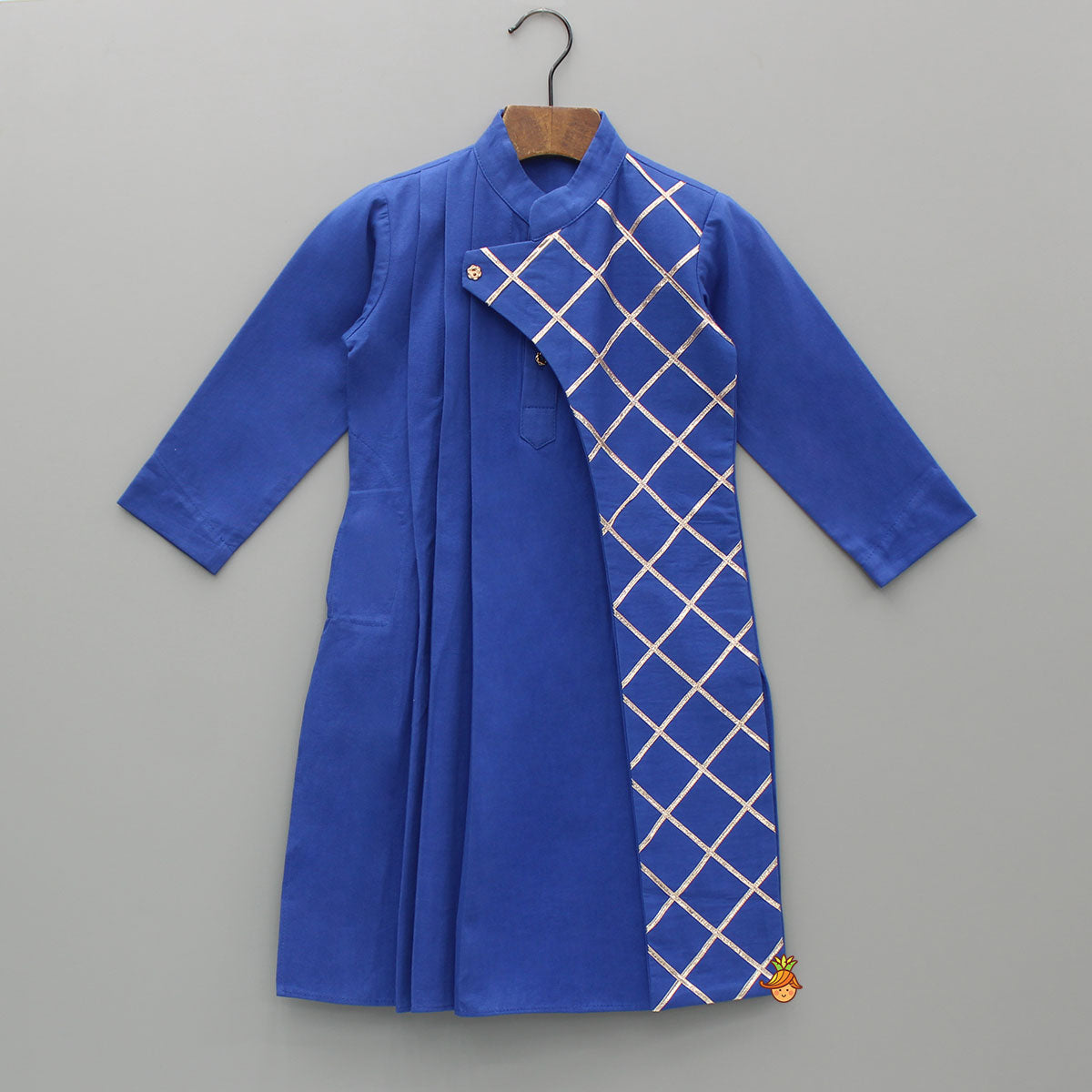 Blue Pleated One Side Flap Stylish Kurta With Pant