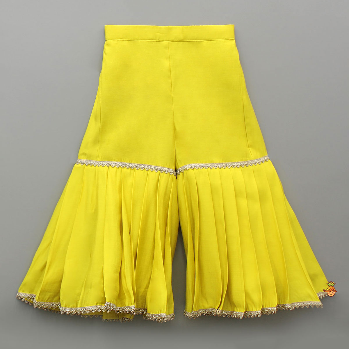 Embroidered Yellow Kurti With Sharara And Dupatta