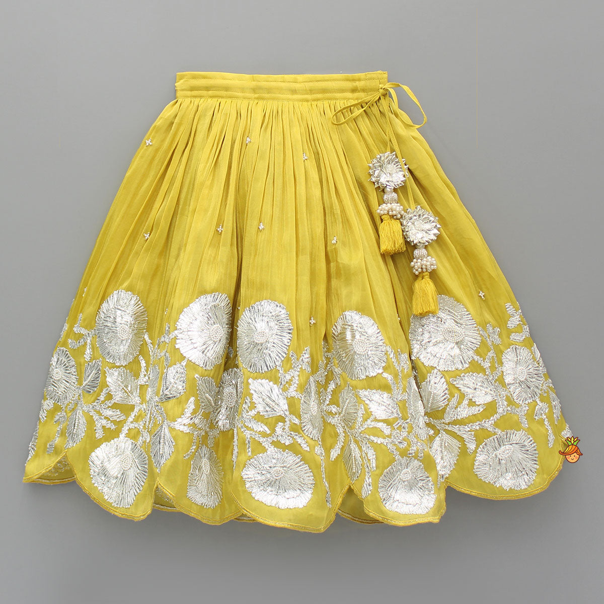 Yellow Gota Work Embroidered Top And Lehenga