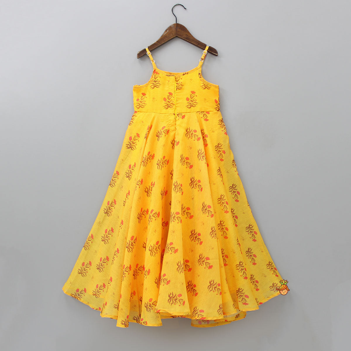 Sequins Detailed Floral Printed Yellow Kurti