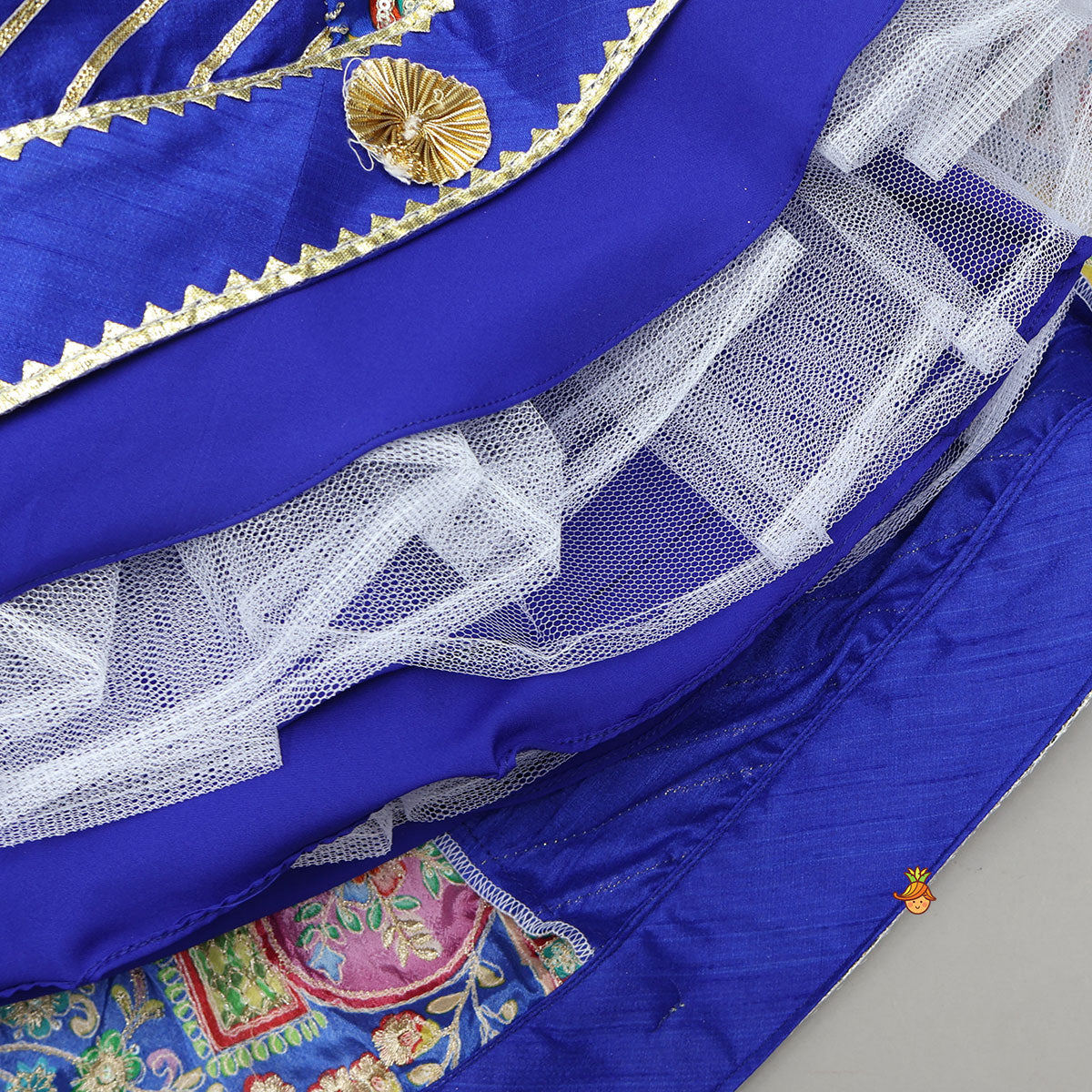Gota Lace Detail Charming Blue Top And Lehenga With Net Dupatta