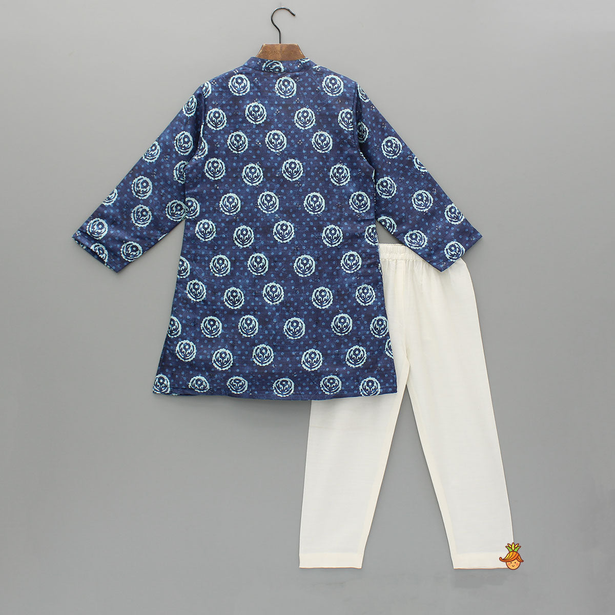 Blue Printed Sequins Embroidered Kurta And Pyjama