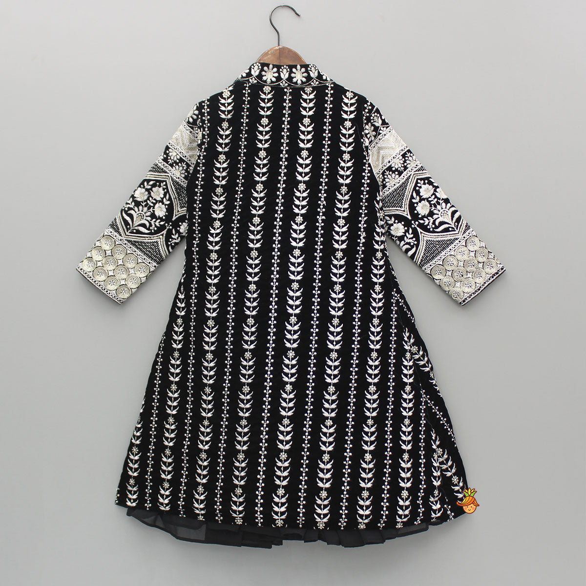 Black Kurti With Embroidered Velevet Jacket