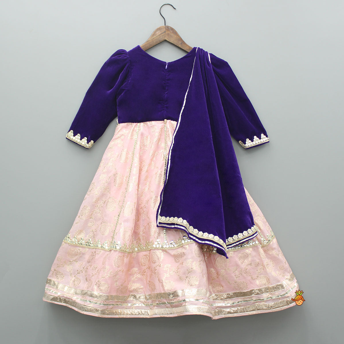 Chanderi Embroidered Dual Tone Anarkali With Attached Dupatta