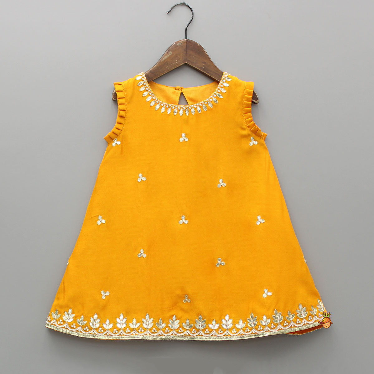 Embroidered Mustard Kurti And Sharara