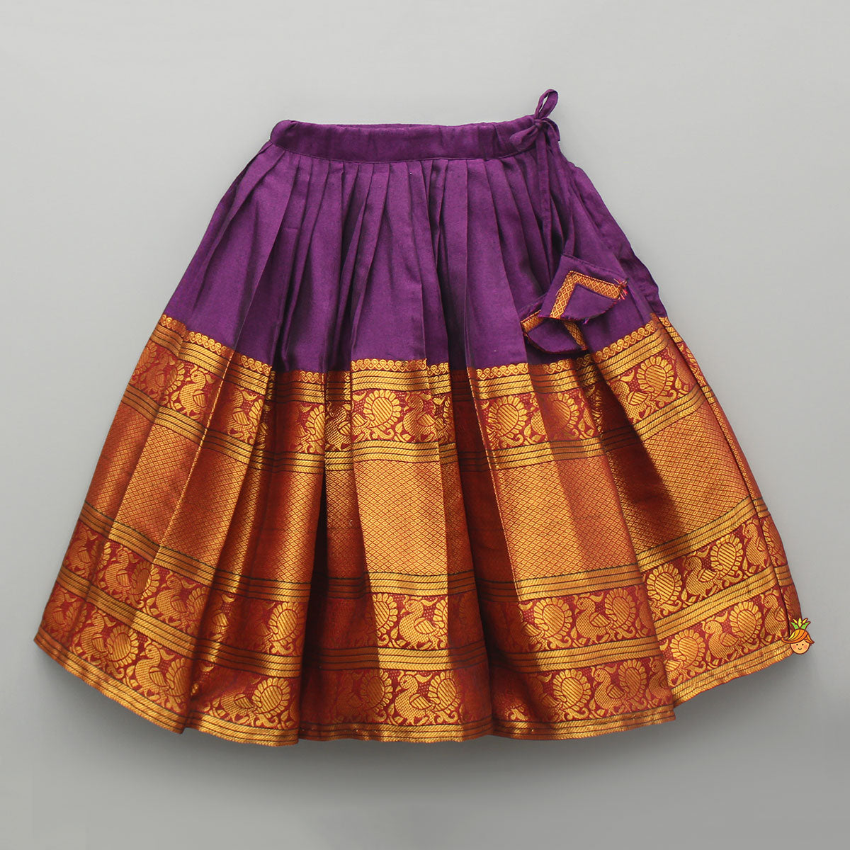 Purple Floral Embroidered Top And Pleated Lehenga