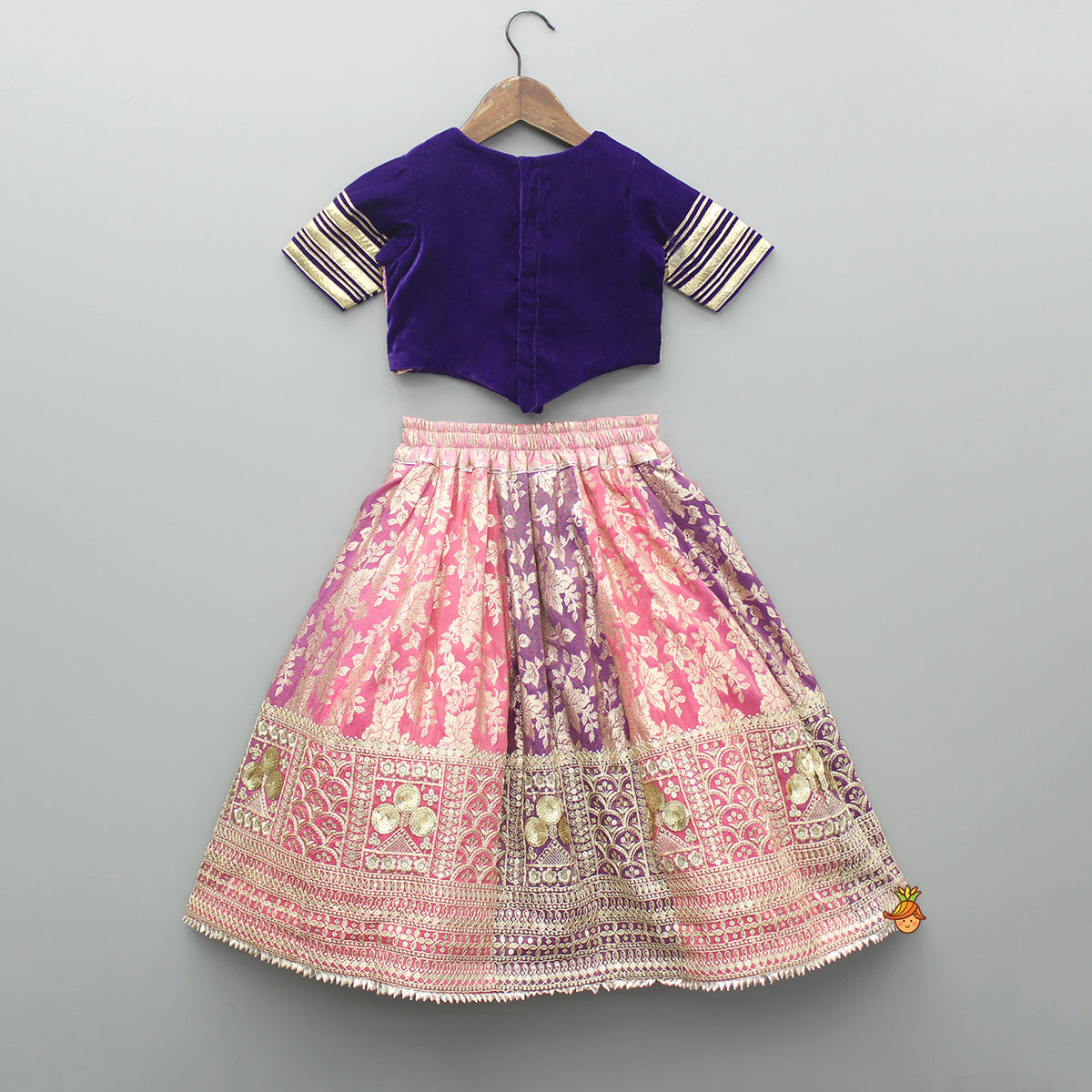 Purple Gota Work Top And Dual Tone Embroidered Lehenga With Dupatta