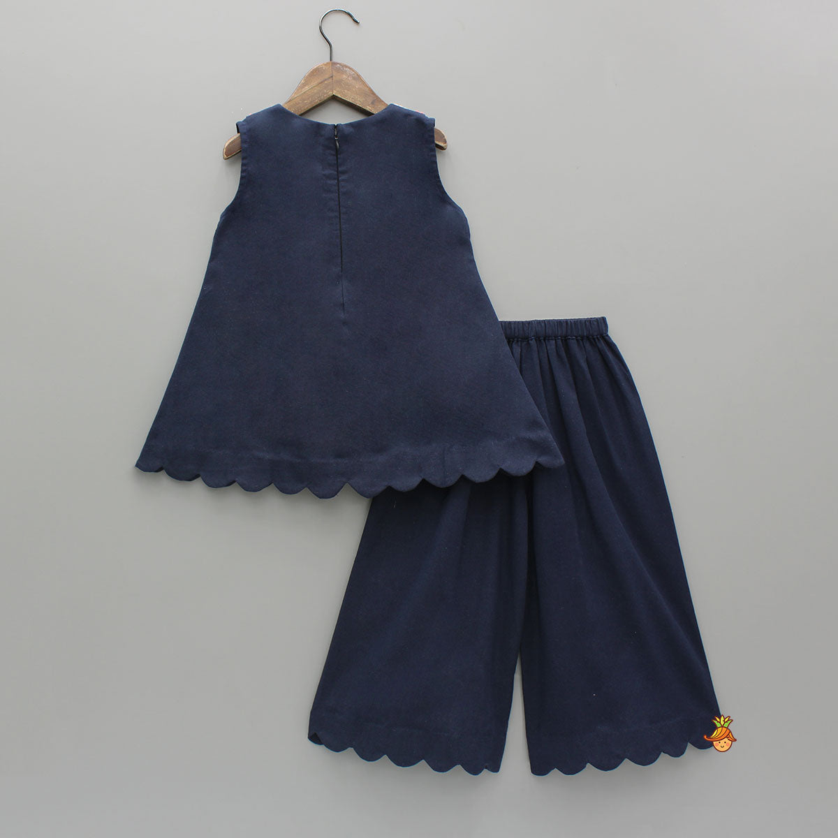 Blue Scalloped Hem Detailing Kurti And Palazzo