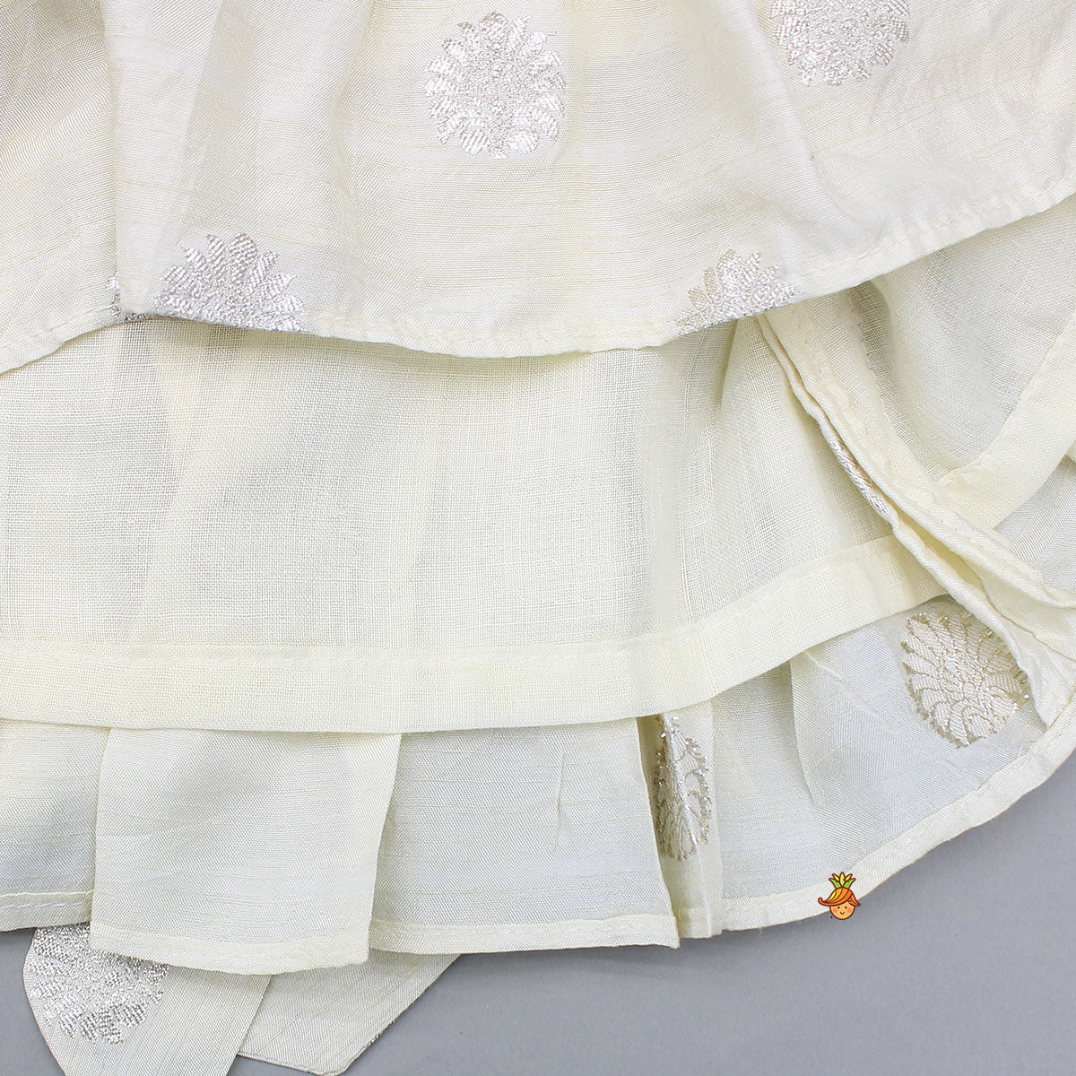 Off White Tie Up Strap Top And Faux Mirror Work Lehenga