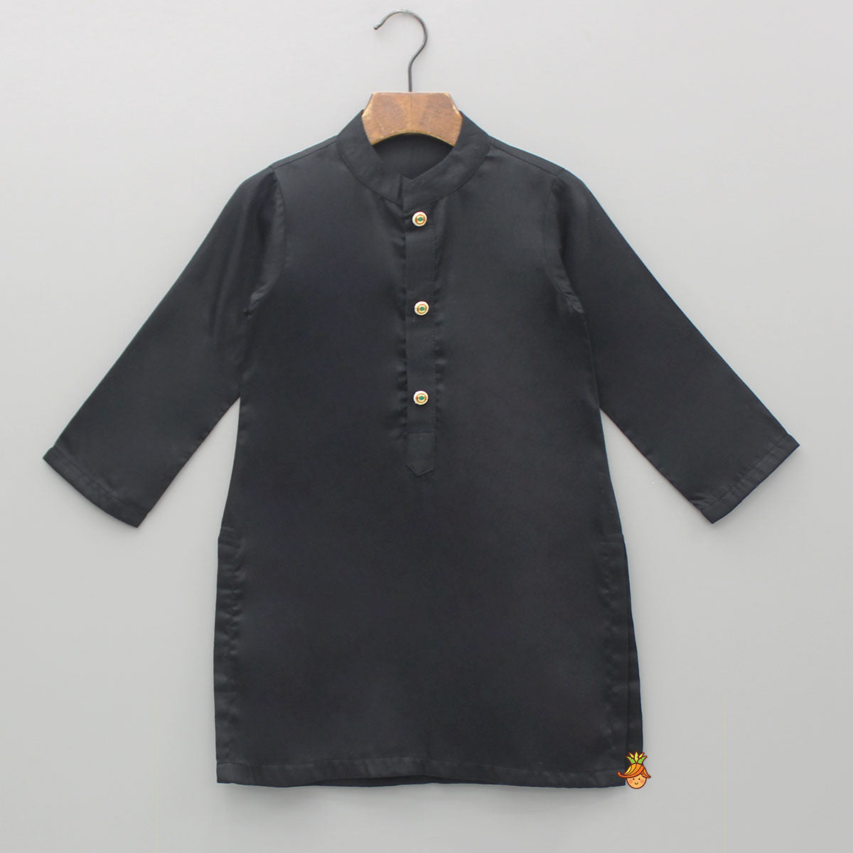 Black Kurta With Embroidered Jacket And Pyjama