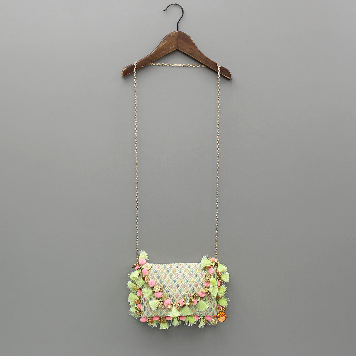 Multicolour Embroidered Green Sling Bag