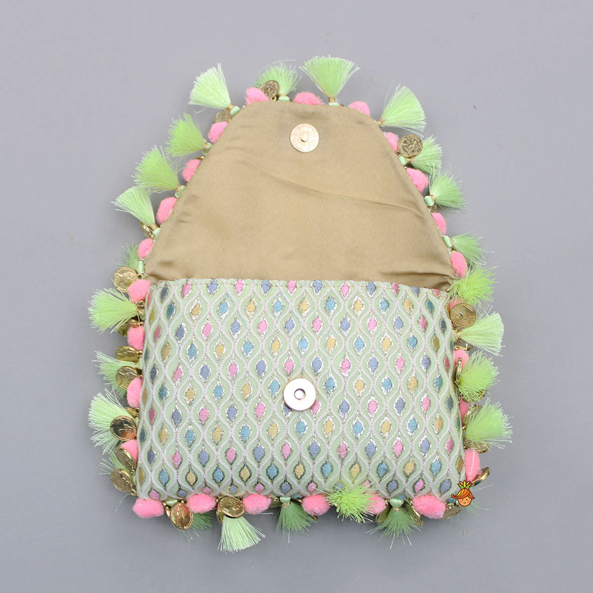 Multicolour Embroidered Green Sling Bag