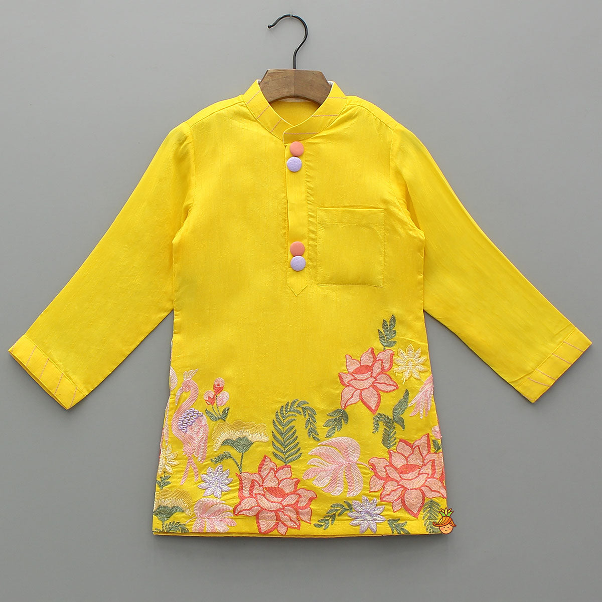 Yellow Embroidered Kurta And Pyjama