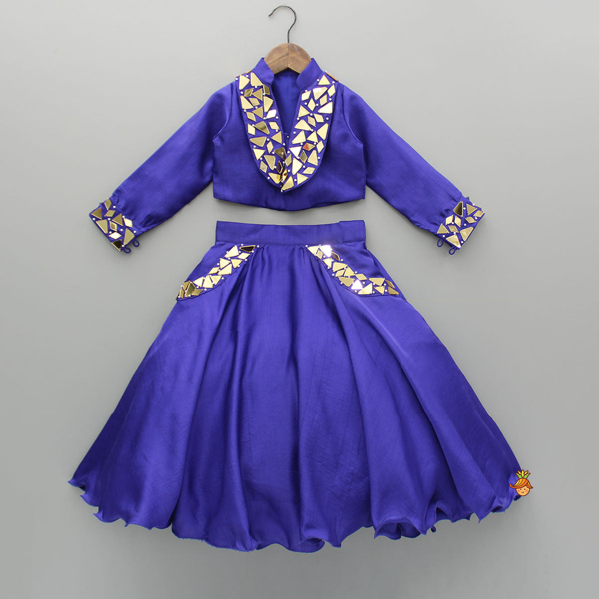 Purple Embellished Top And Lehenga