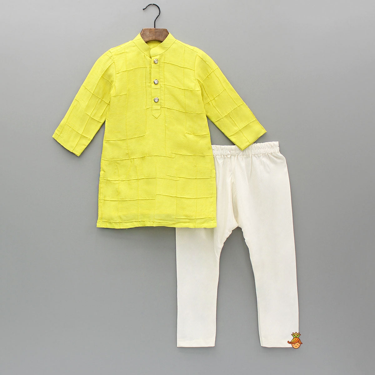 Yellow Pintuck Detailed Kurta And Pyjama