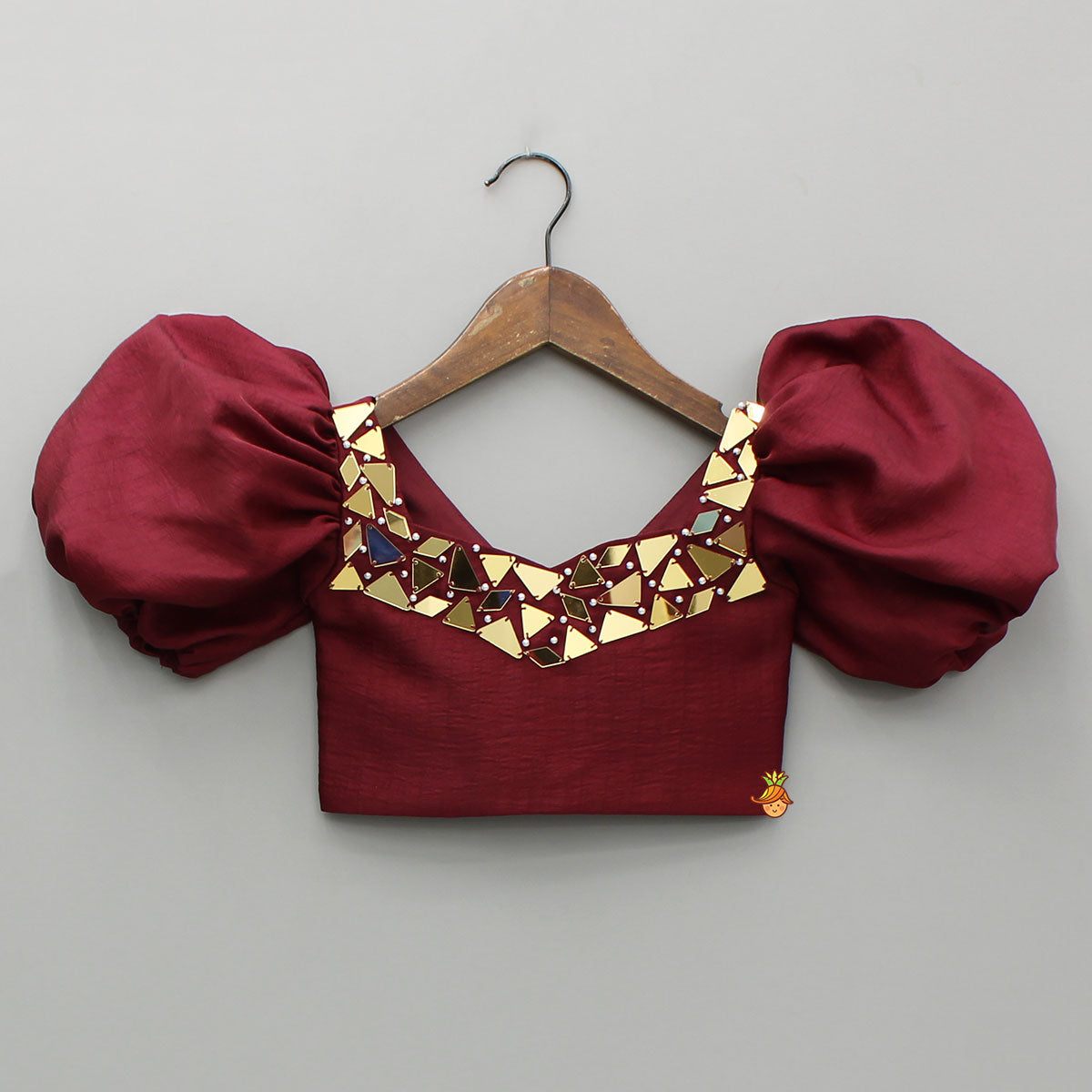 Maroon Embellished Top And Lehenga