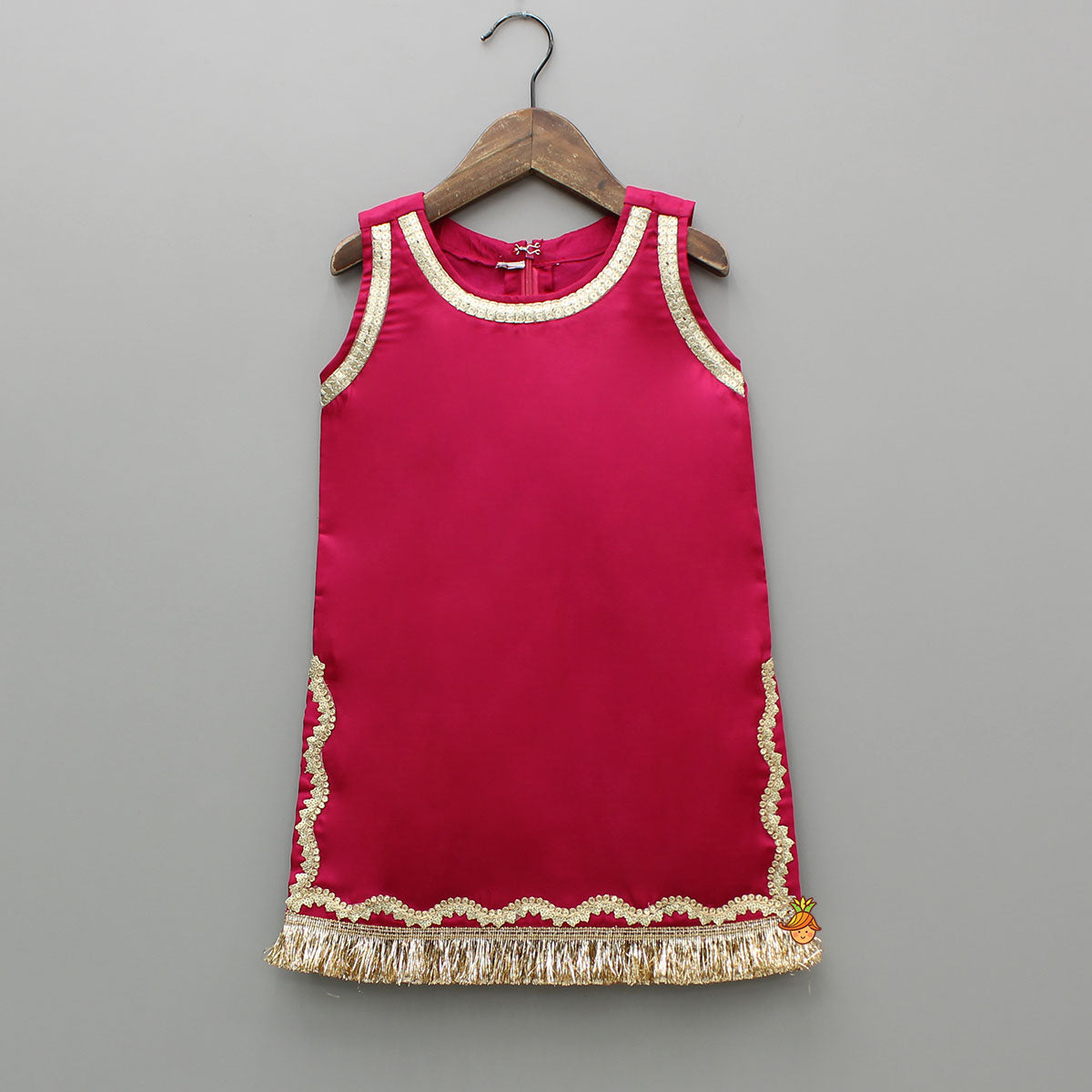 Pink Lace Work Kurti And Sharara With Matching Net Dupatta