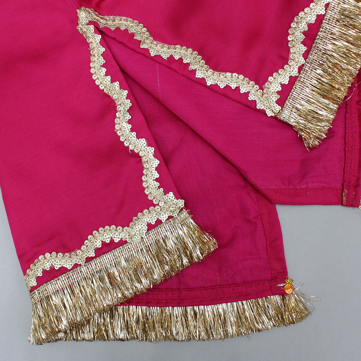 Pink Lace Work Kurti And Sharara With Matching Net Dupatta