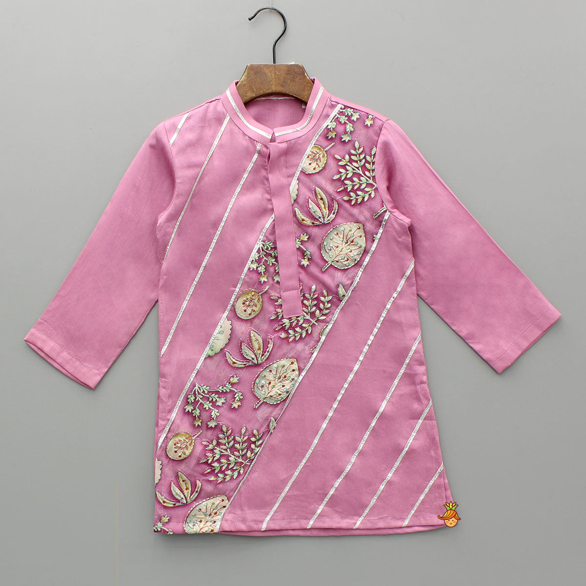 Pink Embroidered Printed Kurta And Pyjama