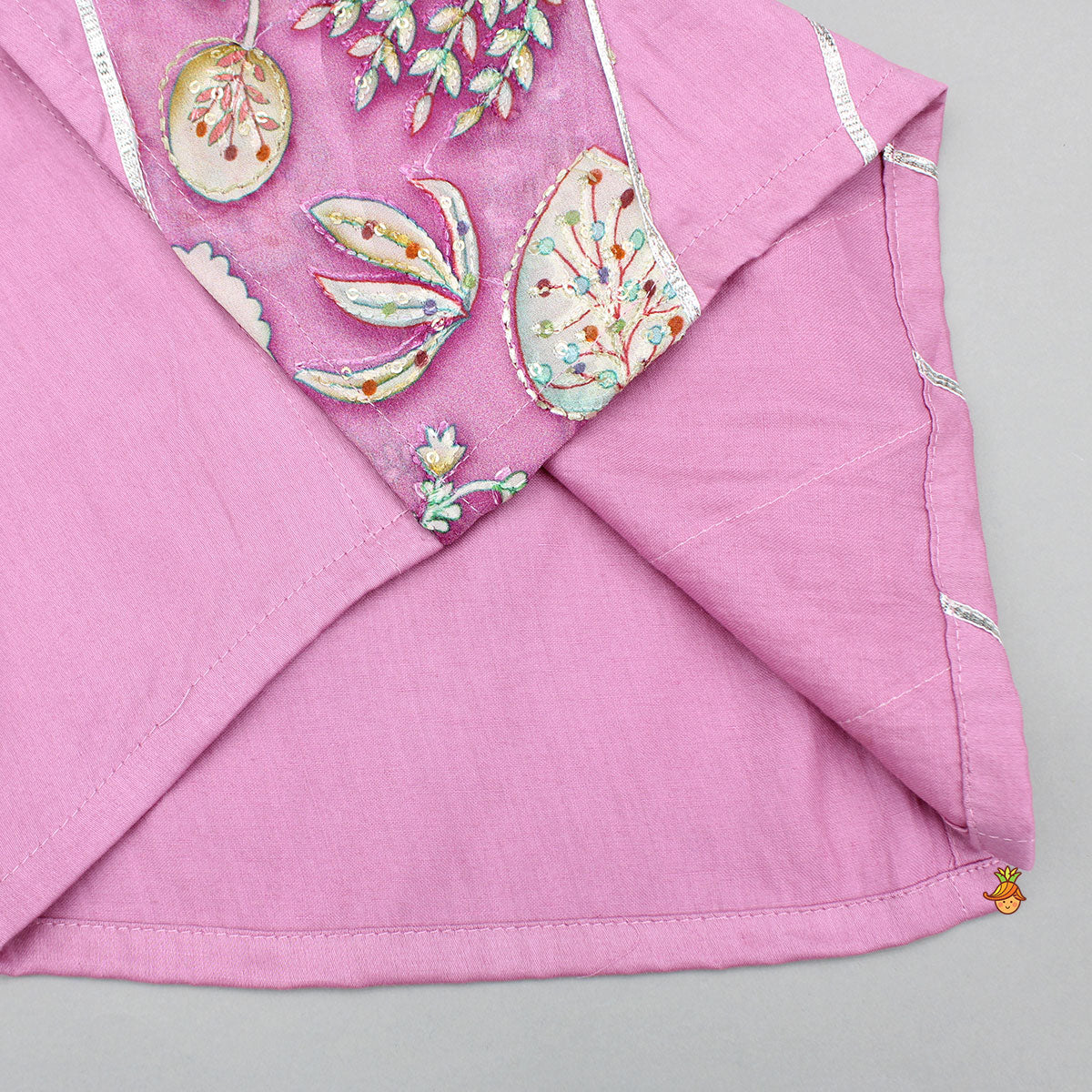 Pink Embroidered Printed Kurta And Pyjama