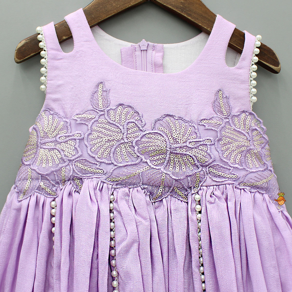 Lavender Embroidered Flared Kurti