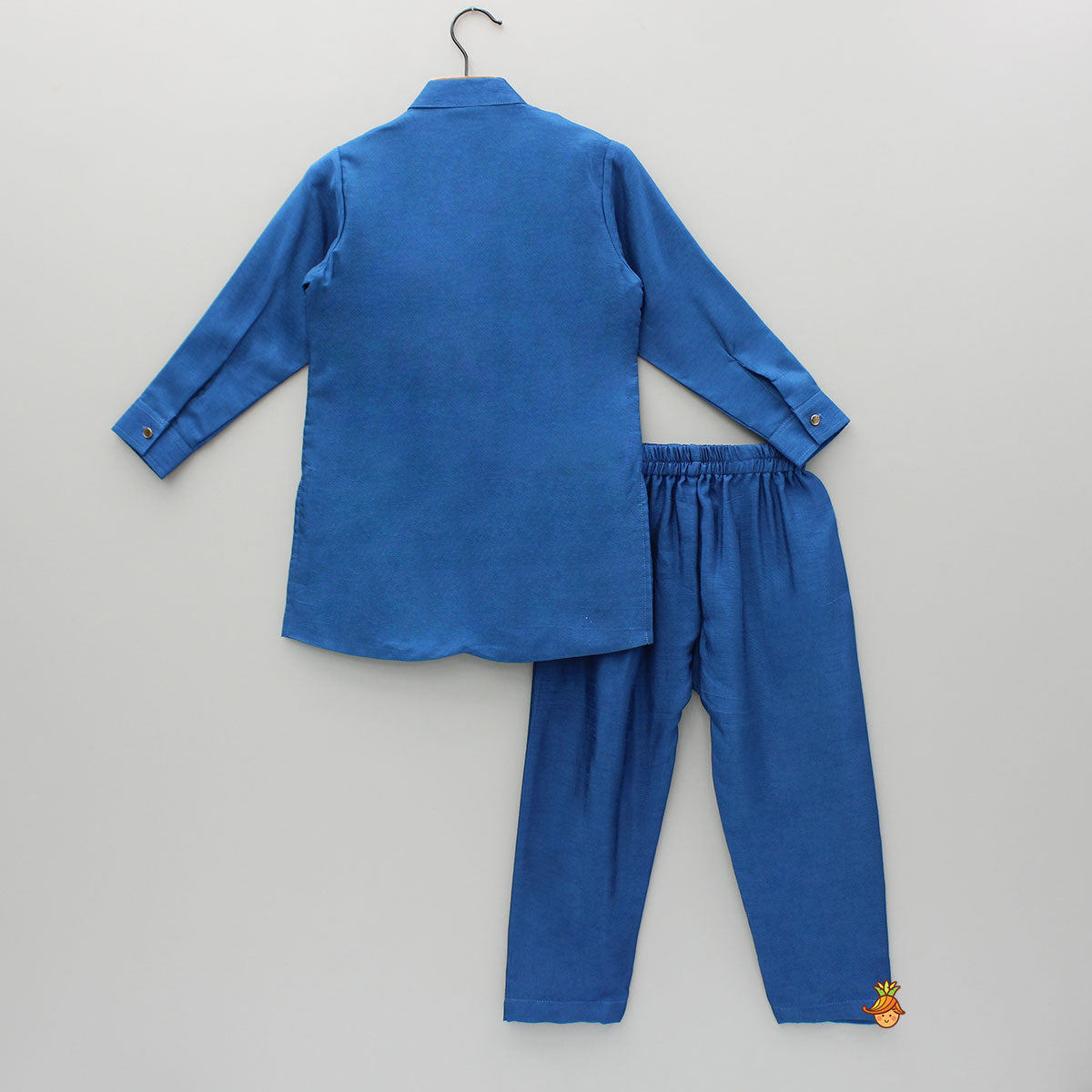 Blue Heart Embroidered Flap Kurta And Pyjama