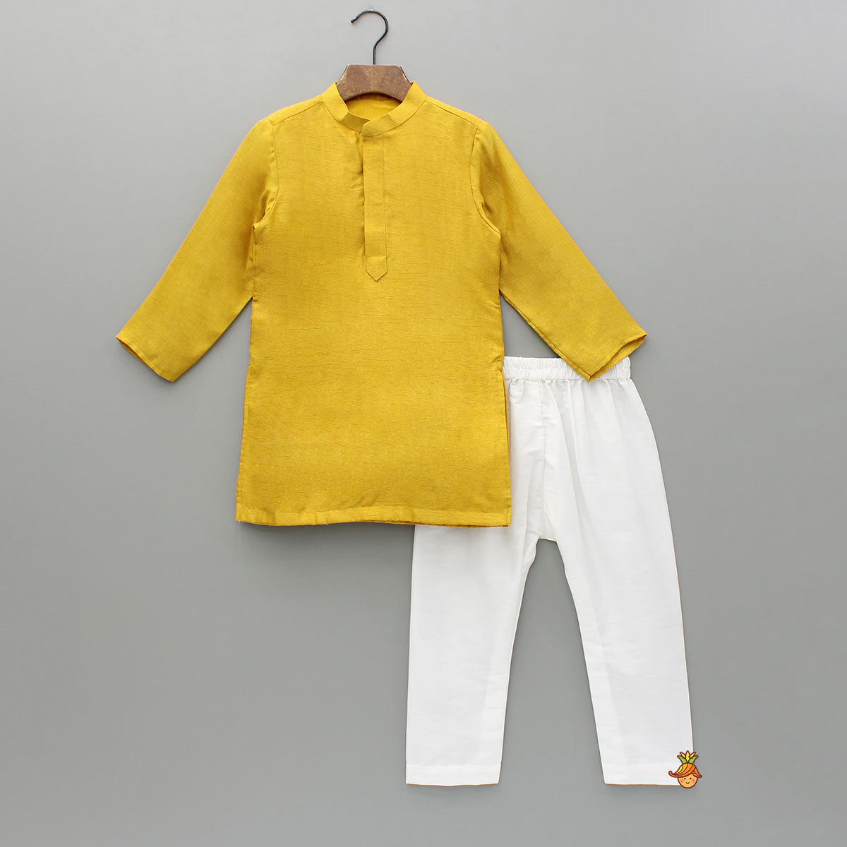 Yellow Kurta And Floral Printed Embroidered Jacket With Pyjama