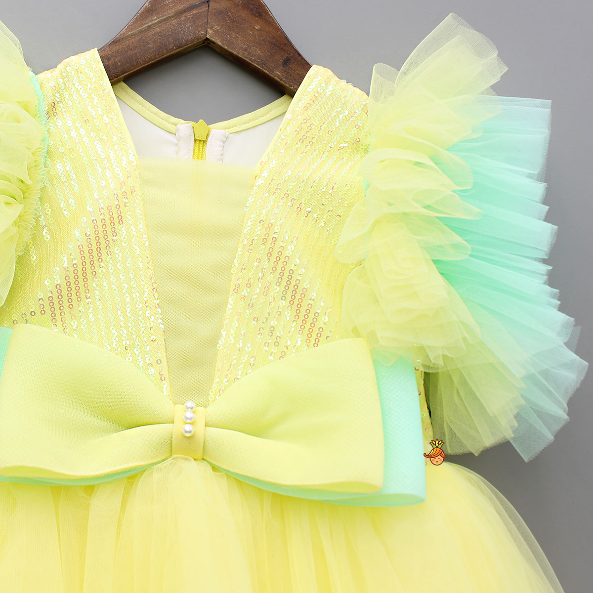 Yellow Frilly Sequin Embroidered Dress