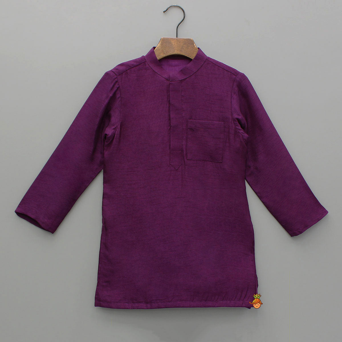 Purple Kurta With Embroidered Jacket And Pyjama