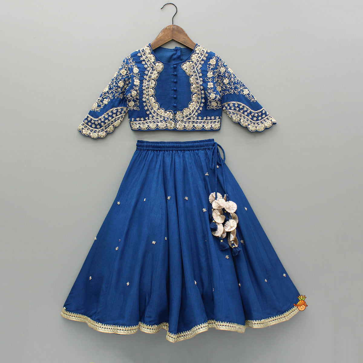 Blue Embroidered Top And Lehenga