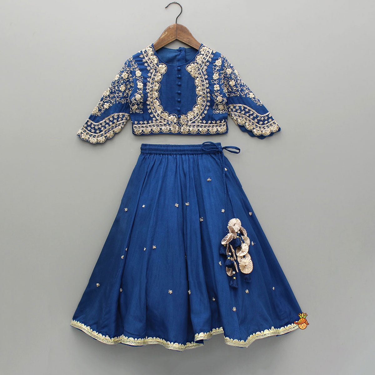 Blue Embroidered Top And Lehenga