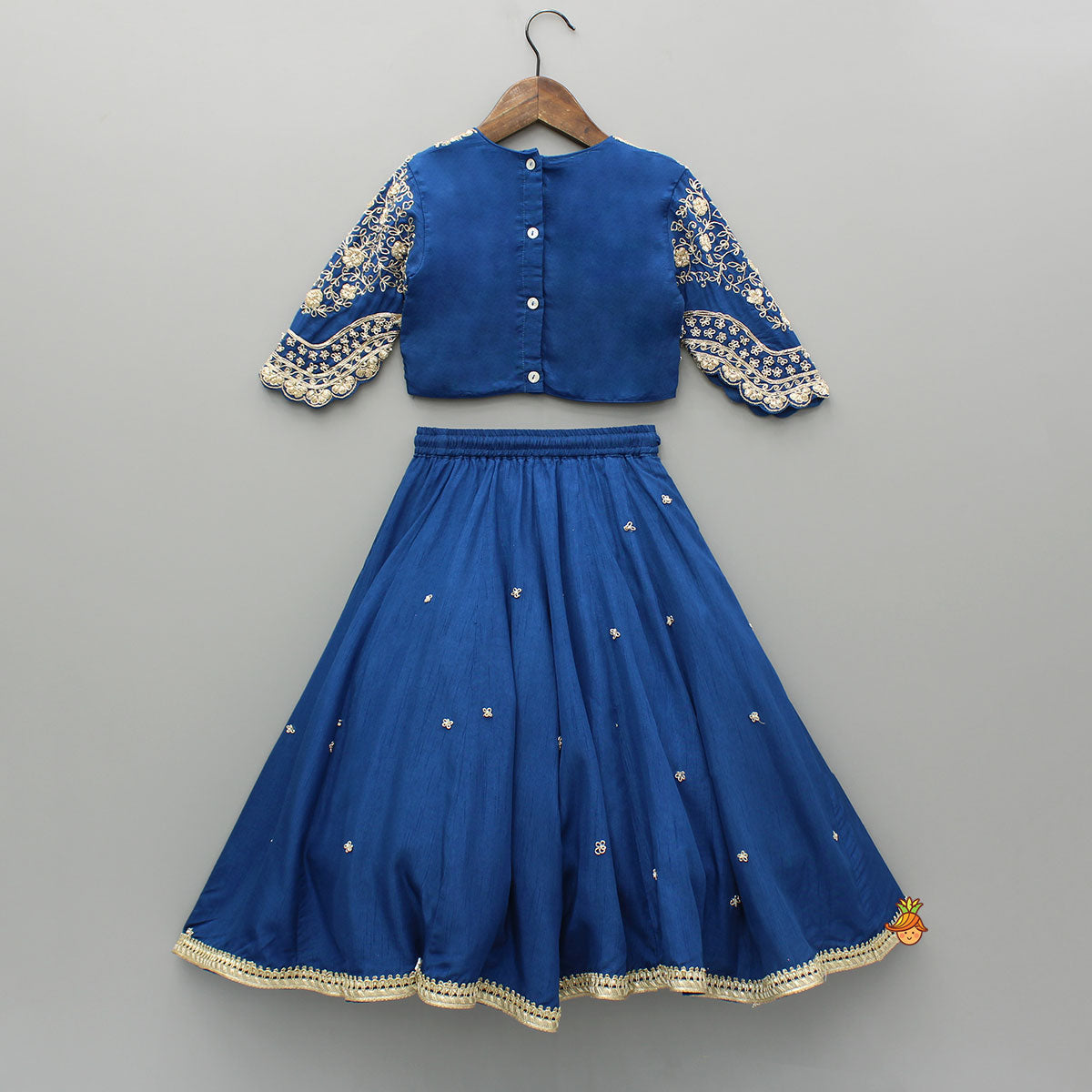 Blue Embroidered Top And Lehenga