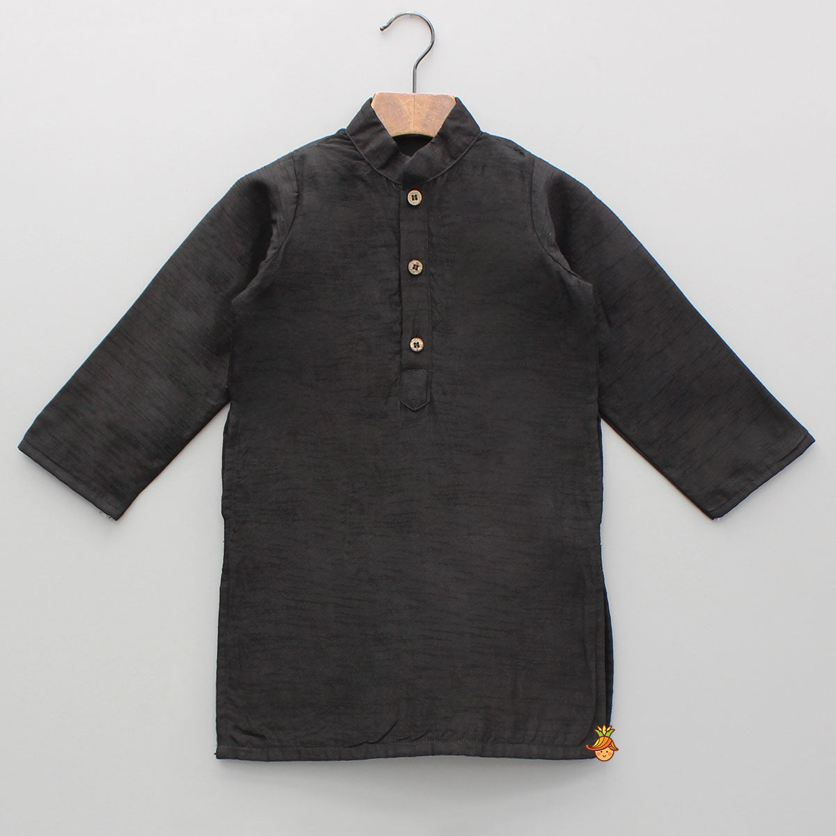 Black Kurta With Embroidered Jacket And Pyjama