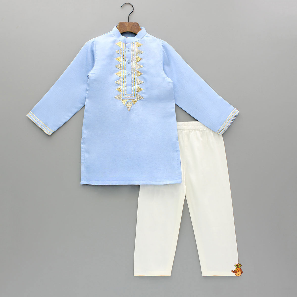 Blue Gota Embroidered Kurta And Pyjama